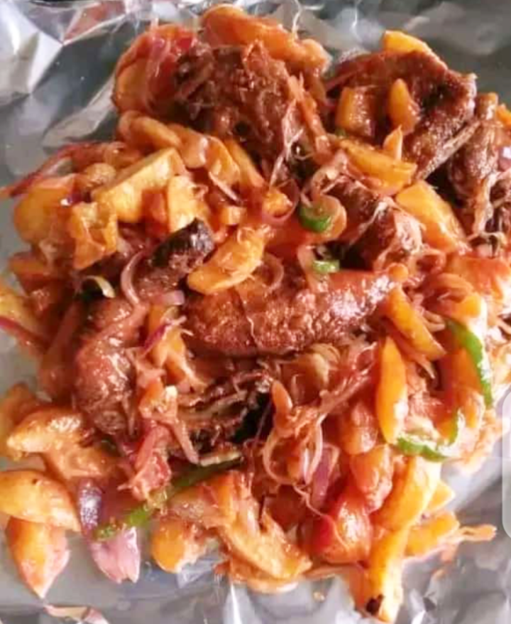 Chips with chapati and fresh kachumbari